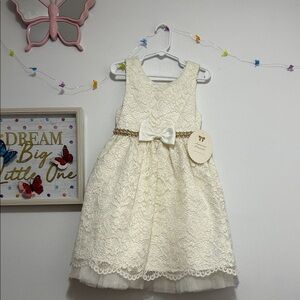American Princess Cream Lace Dress with Bow